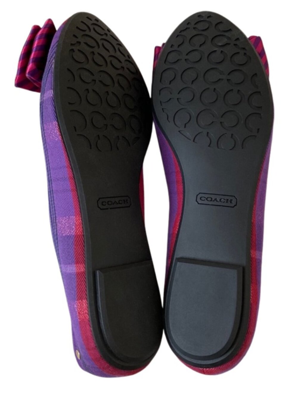 Coach Poppy Cambria Tartan Plaid Ballet Flats Size 6B Bow Detail Multicolor - Picture 6 of 8